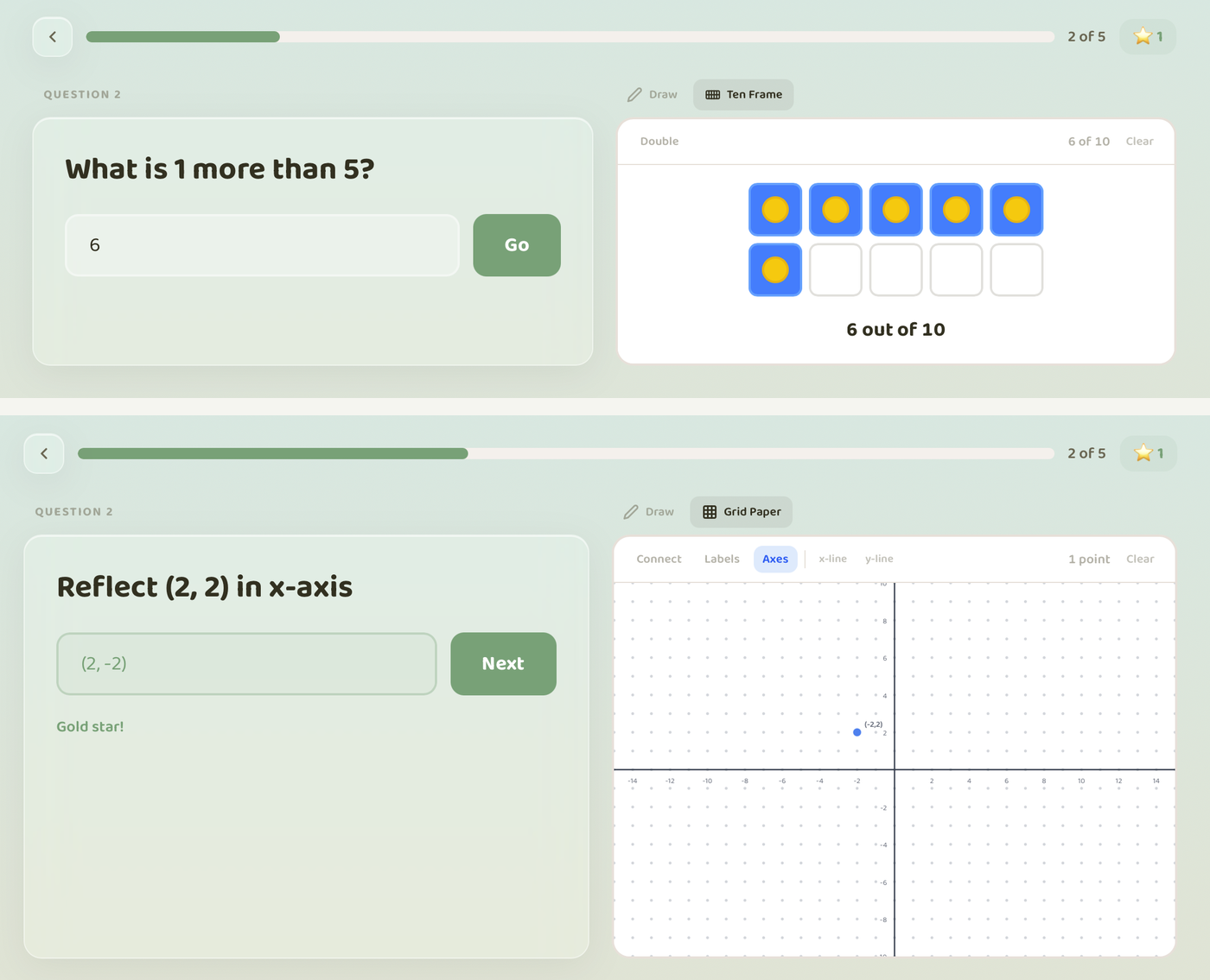 Adaptive exercises — maths, geometry, and Chinese